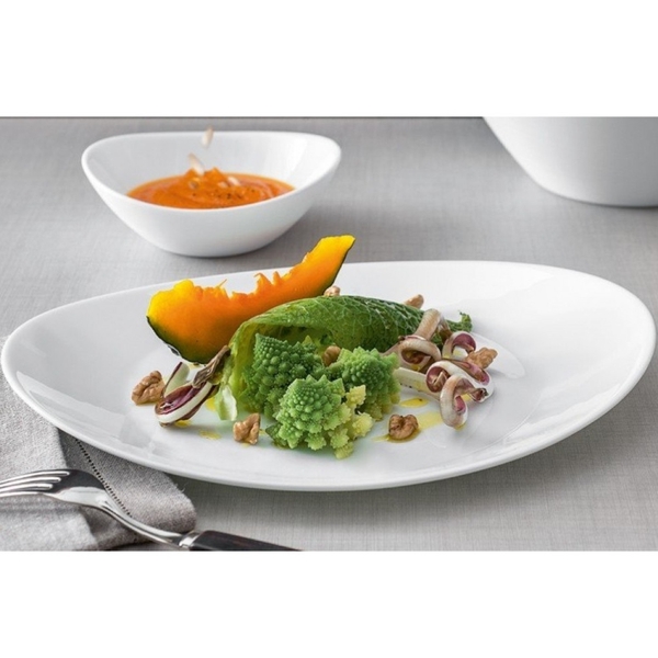 Đĩa Thủy Tinh Oval Prometeo màu trắng 27cm