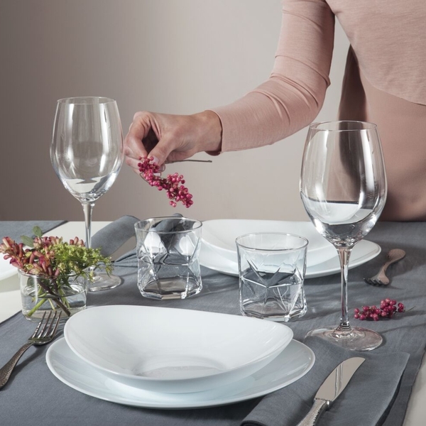 Đĩa Soup Thủy Tinh Oval Prometeo màu trắng 23 x 20 cm