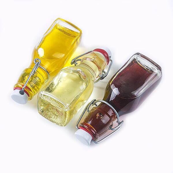 Chai thủy tinh vuông nắp cài kín hơi Swing 125ml đựng mật ong và syrup, thiết kế nhỏ gọn, thân vuông trong suốt