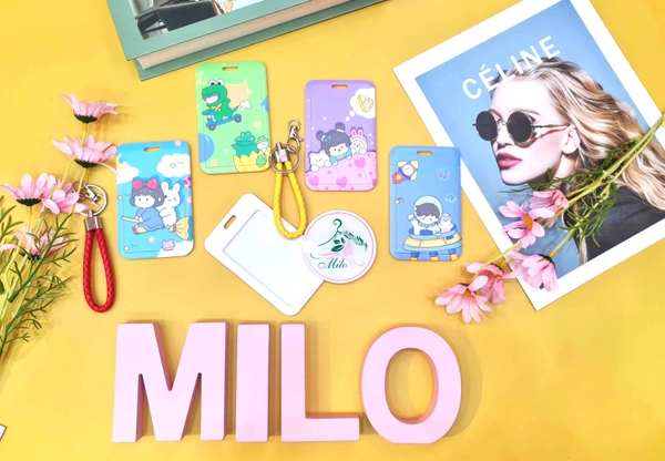 Thẻ tên hoạt hình cute nhiều màu có móc khóa
