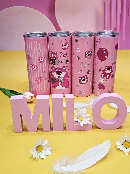 Bình giữ nhiệt hình trụ gấu dâu Lotso - 600ml