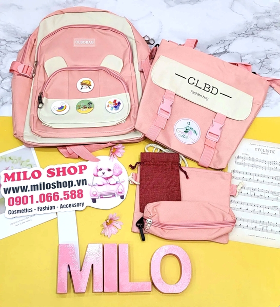 Balo Quảng Châu CLBD BAG (set gồm 5 cái) - Hồng