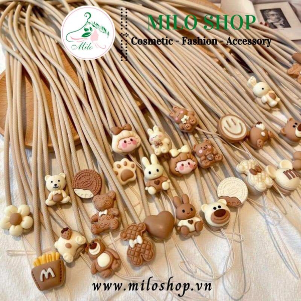 Dây móc điện thoại hoạt hình màu trà sữa