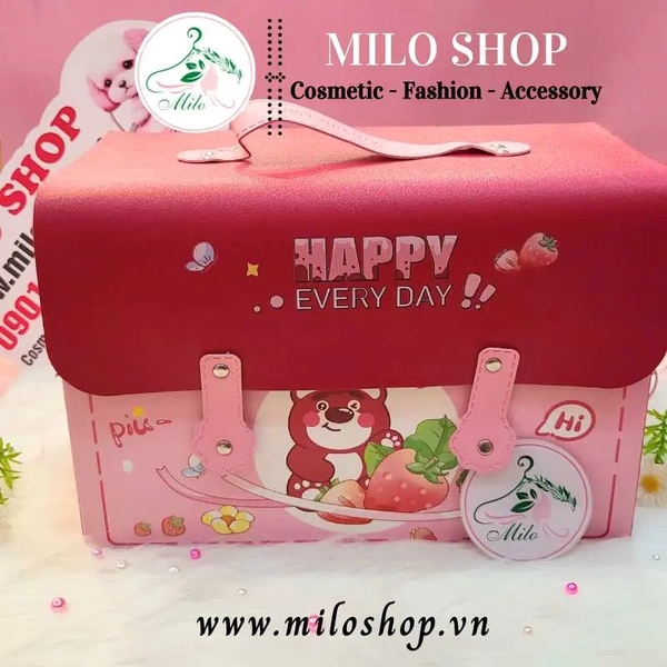 Hộp quà gấu dâu Happy every day (size 30cmx20cmx15cm)