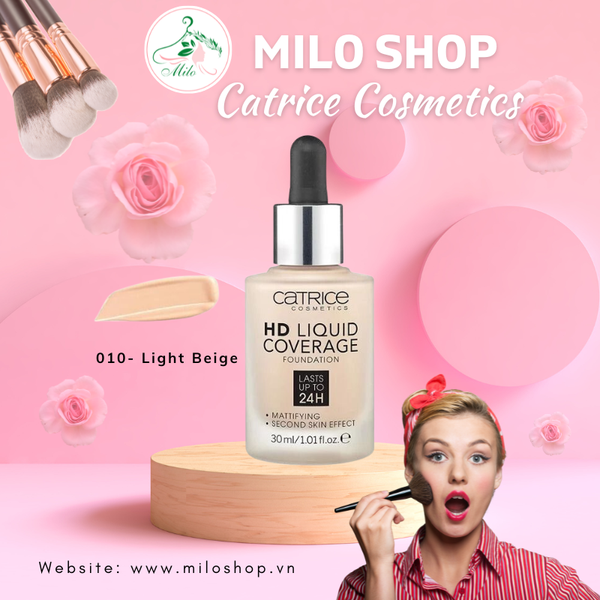 Kem nền Catrice HD Liquid Coverage Foundation - 30ml (Tone 10)