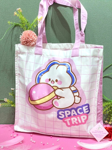 Túi tote vuông lớn form hộp mix hình cute