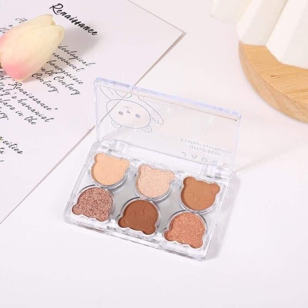 Phấn mắt 6 ô Kiss Mophy kim tuyến hình gấu