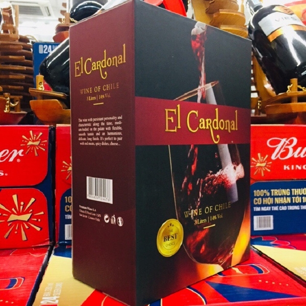 Rượu vang El Cardonal-Chile, bịch (3lít, 14%). Siêu thị Đức Thành