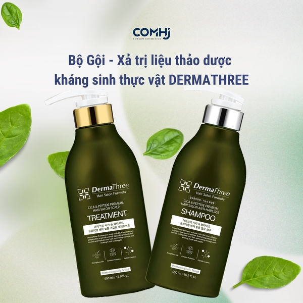 KHÁM PHÁ CÔNG DỤNG TUYỆT VỜI CỦA BỘ GỘI XẢ TRỊ LIỆU KHÁNG SINH THỰC VẬT COMHI DERMATHREE
