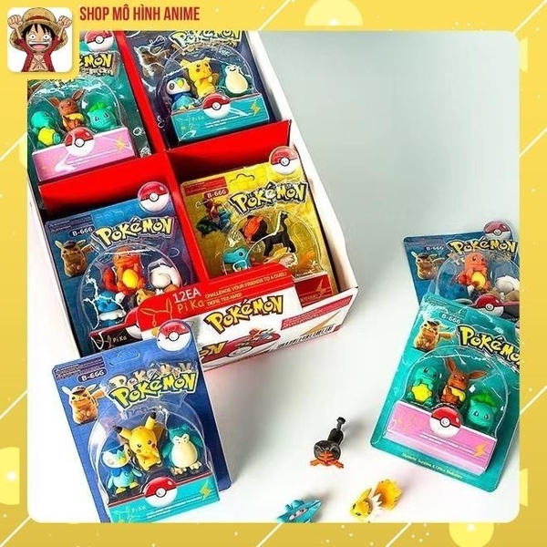Mô Hình Pokemon, Bộ 4 Hộp 12 Nhân Vật Pikachu, Pokemon, Full Box Đóng Hộp Cao Cấp, Quà Tặng Dành Cho Bé