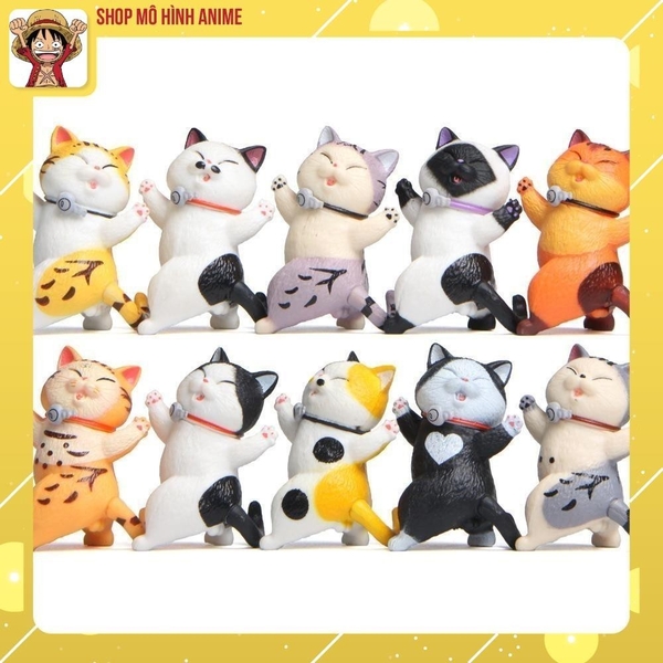 Bộ 10 Mô Hình Mèo Mặc Đồ Bơi Siêu Đẹp, Cao 9cm, Đầy Đủ Màu Sắc Khác Nhau, Mô Hình Để Bàn, Decor Trang Trí Bánh Kem
