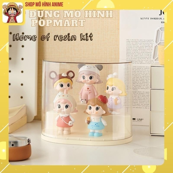 Hộp Đựng Mô Hình PopMart Màu Kem Có Bậc, Tủ Bảo Quản Lego, Búp Bê Bubble Mart Sạch Sẽ, Chống Nước, Chống Bụi
