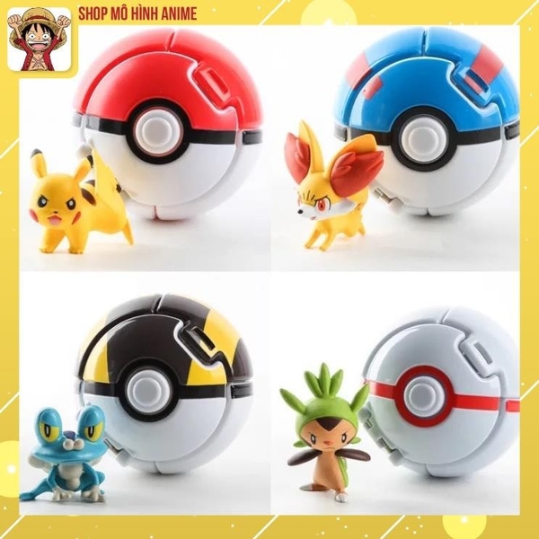 Mô Hình 4 Quả Cầu Pokemon, Tự Động Ném Thú, Đồ Chơi Giải Trí, Bộ Sưu Tập Nhân Vật Cho Bé