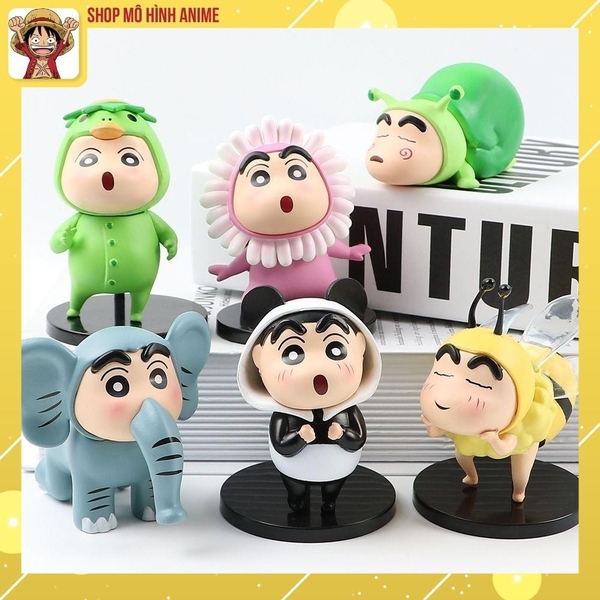 Bộ 6 Mô Hình Nhân Vật Crayon Shin Chan Cosplay Vườn Thú Ong, Voi, Panda Ngộ Nghĩnh, Thích Hợp Decor Trang Trí Phòng Ngủ