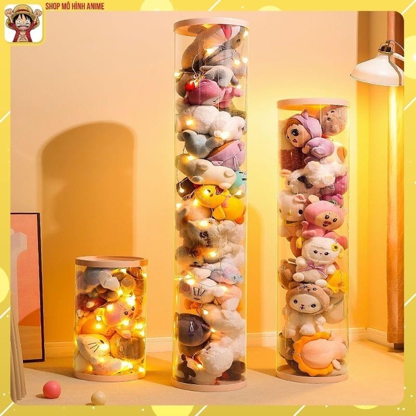 Hộp Đựng Gấu Bông, Búp Bê Hình Trụ Tròn Trong Suốt, Sắp Xếp Đồ Chơi Cho Bé Gọn Gàng, Sạch Sẽ, Đẹp Đẽ