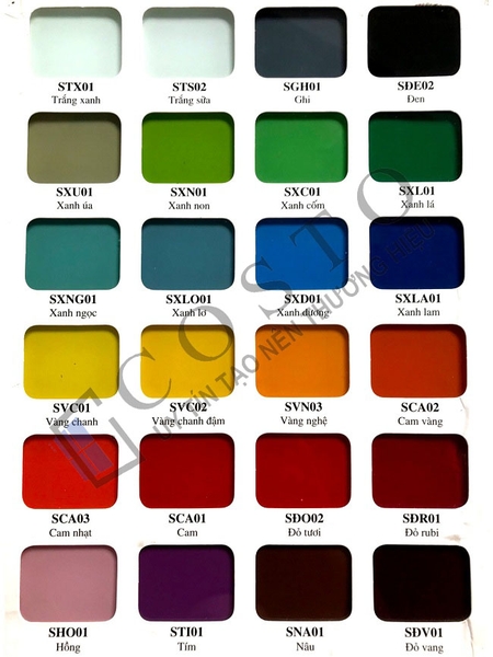 Bảng màu kính bếp sơn