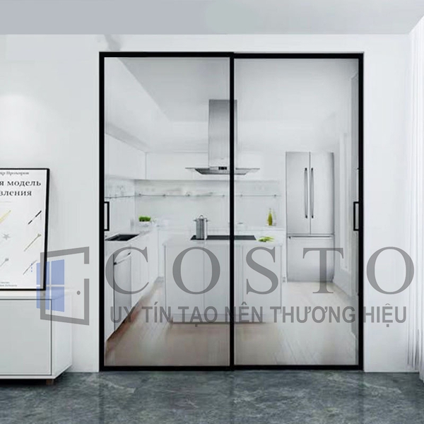 Cửa nhôm Slim mở trượt 2 cánh