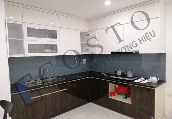 Kính bếp sơn màu ghi