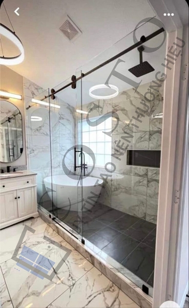 Vách kính nhà tắm cửa trượt