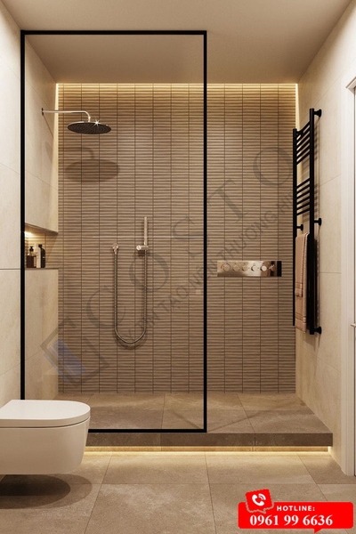 Vách kính nhà tắm không cửa
