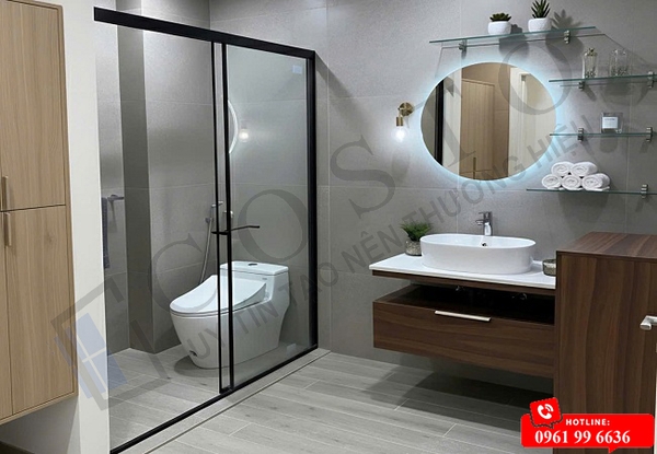 vách kính tắm mở lùa cao cấp