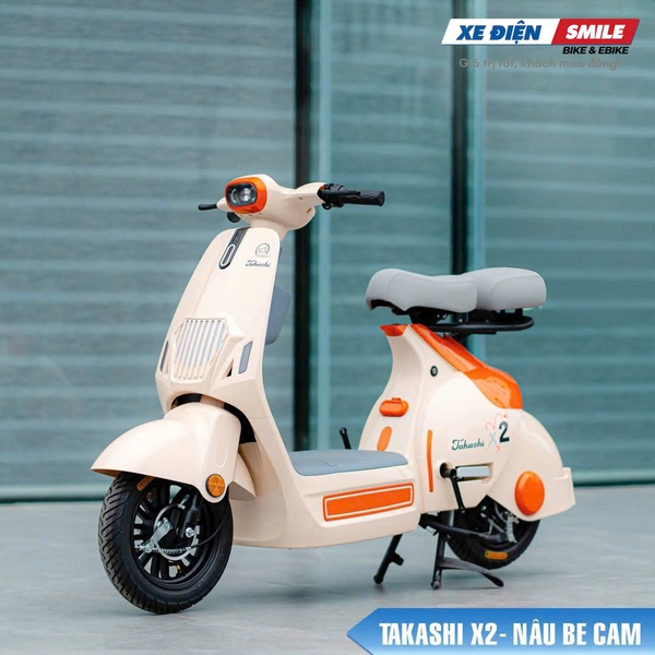 Xe điện Hottrend Takashi X2 màu nâu be cam