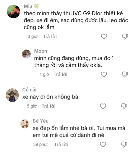 phản hồi từ người dùng về xe điện JVC G9 Dior