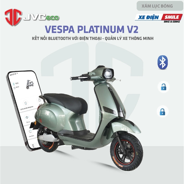  hình ảnh xe Vespa Platinum V2 màu xám lục bóng