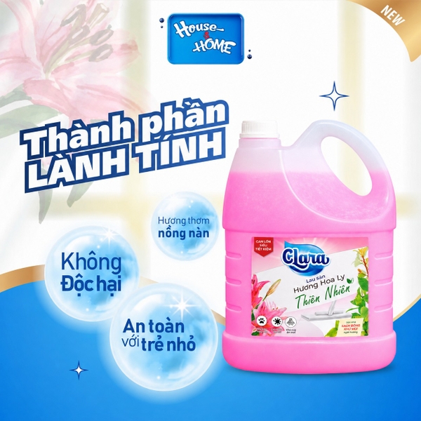 Nước lau sàn Clara - Hương hoa ly - can 3.8kg