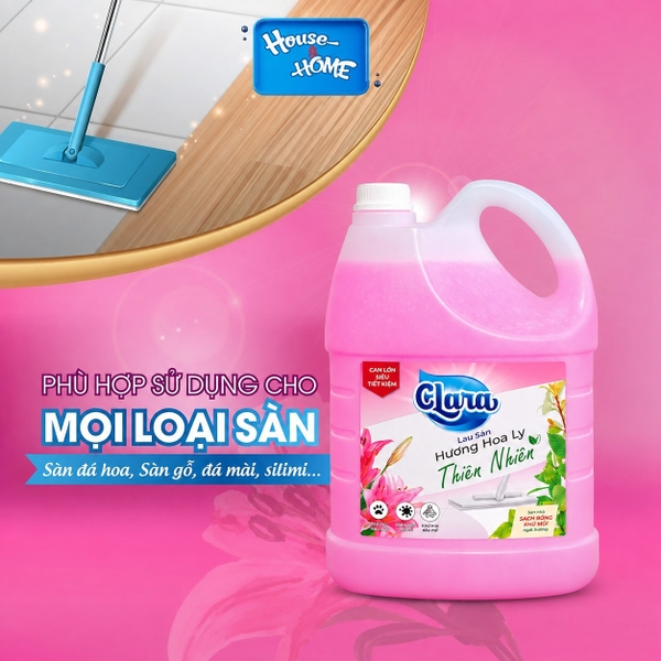 Nước lau sàn Clara - Hương hoa ly - can 3.8kg