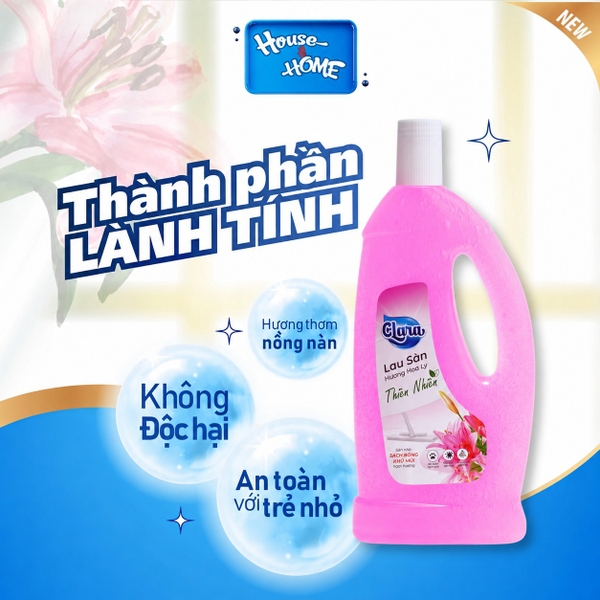 Sàn nhà sạch thơm với nước lau sàn Clara