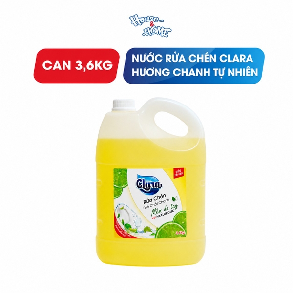 Nước rửa chén Clara - Tinh chất chanh - can 3.6kg