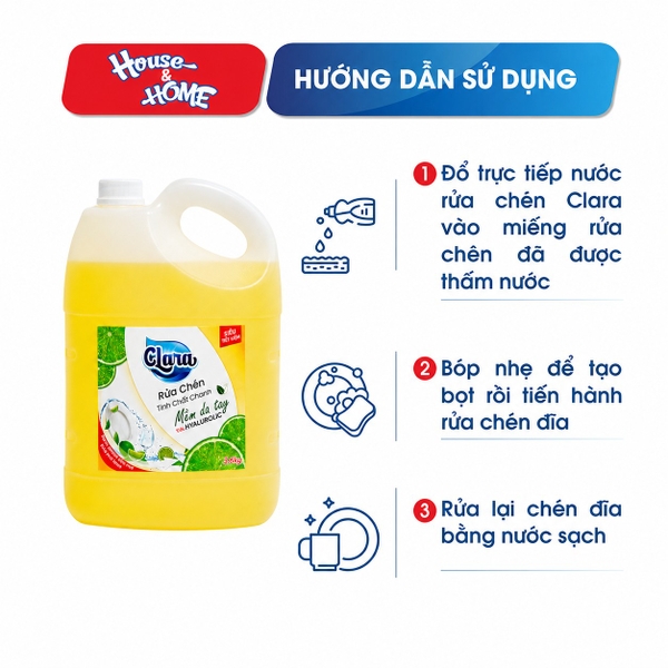 Nước rửa chén Clara - Tinh chất chanh - can 3.6kg