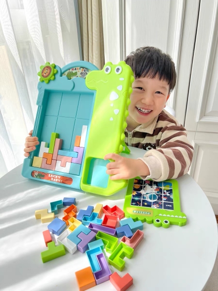 Đồ chơi bảng xếp hình khối xây dựng Teris phiên bản khủng long, hươu cao cổ thông minh giúp bé rèn l - ảnh 2