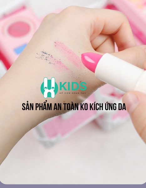 Bộ cốp trang điểm cao cấp cho bé gái, bộ đồ chơi trang điểm thật đầy đủ phụ kiện an toàn, dễ thương  - ảnh 3