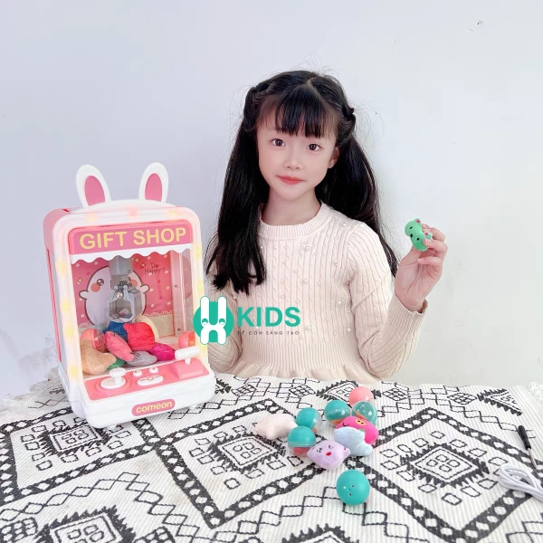 Đồ chơi máy gắp gấu bông cỡ lớn phiên bản mới có đèn LED nhạc vui nhộn, đếm thời gian kèm sẵn 10 thú - ảnh 6
