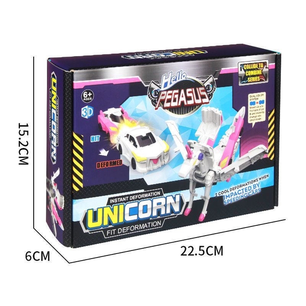 Đồ chơi xe ô tô va chạm biến hình robot ngựa kì lân unicorn siêu độc đáo cho bé - ảnh 4