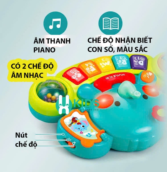Đồ chơi đàn piano đa chức năng chú voi có đèn nhiều trò chơi giáo dục sớm bé về âm nhạc, phát triển  - ảnh 3