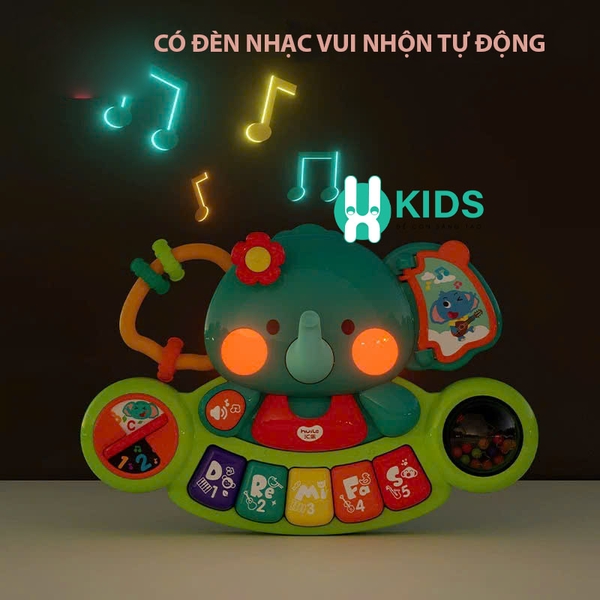Đồ chơi đàn piano đa chức năng chú voi có đèn nhiều trò chơi giáo dục sớm bé về âm nhạc, phát triển  - ảnh 1