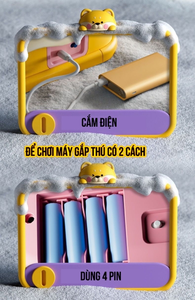 Đồ chơi máy gắp thú bông mini size lớn loại mới 2024 gấu mèo CORGI có đèn nhạc kèm nhiều đồ gắp cho  - ảnh 2