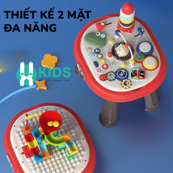 Đồ chơi bàn nhạc đa năng 4in1 kết hợp bàn lắp ráp xếp hình giáo dục sớm giúp phát triển đa giác quan - ảnh 2