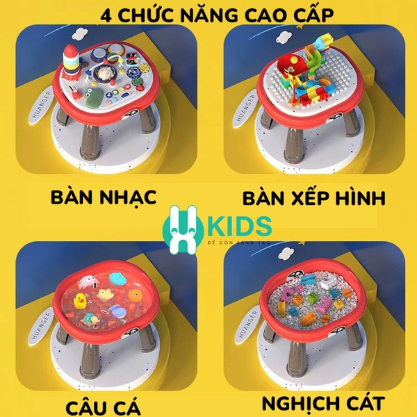 Đồ chơi bàn nhạc đa năng 4in1 kết hợp bàn lắp ráp xếp hình giáo dục sớm giúp phát triển đa giác quan - ảnh 1