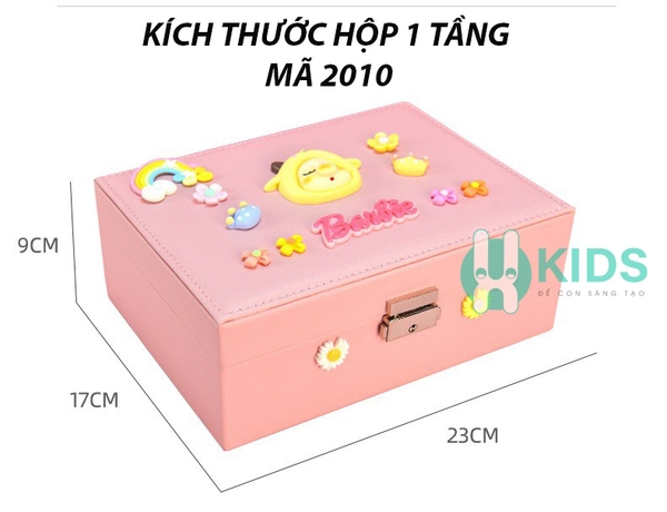 Hộp đựng trang sức sẵn nhiều phụ kiện vòng cổ, vòng tay, bông tai nhẫn, nơ buộc tóc dễ thương cho bé - ảnh 2