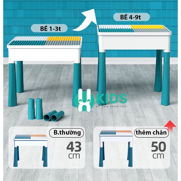 Bàn Lắp Ghép Đa Năng Hình Vuông Điều Chỉnh Cho Bé - ảnh 6