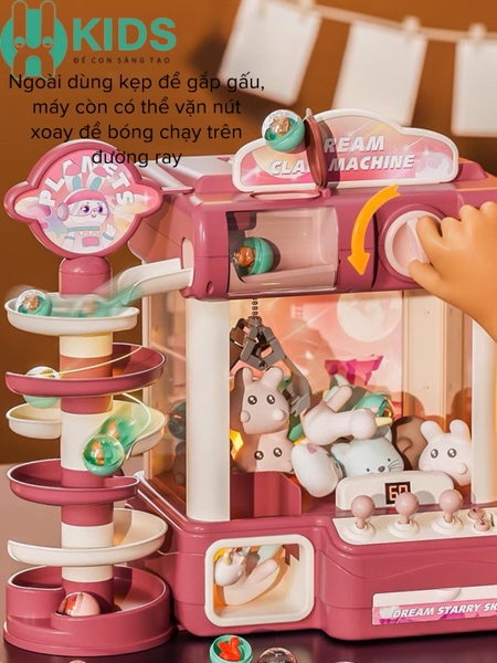 Máy Gắp Gấu 2in1 Kèm Đường Ray Bóng Lăn Cỡ Lớn - ảnh 3