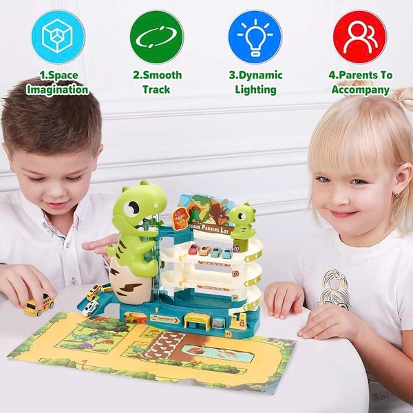 Bãi Đỗ Xe Khủng Long Tự Động Kèm Đường Ray Cho Bé - ảnh 2