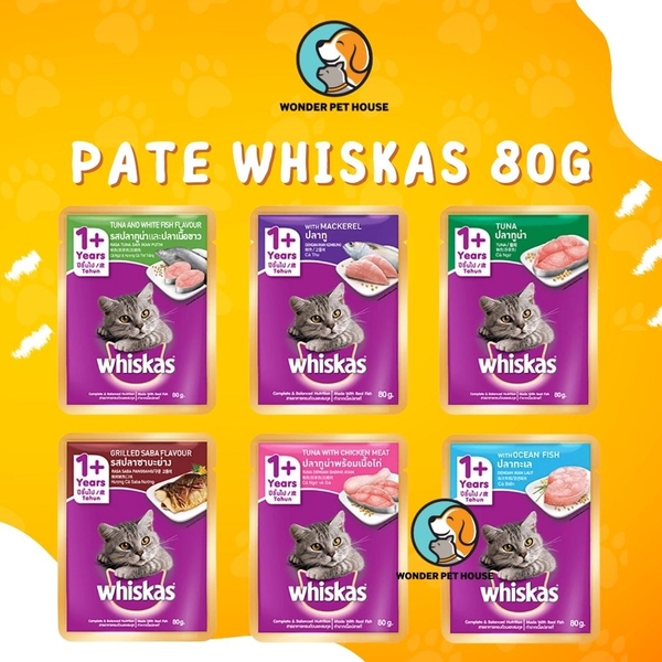 Pate Whiskas Pate 80g - Món ngon bổ dưỡng cho Mèo Cưng, Giàu dinh dưỡng.