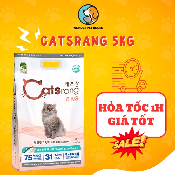 Thức ăn hạt khô Catsrang 5KG Túi Nguyên dinh dưỡng Nhập Khẩu Hàn Quốc Catrang