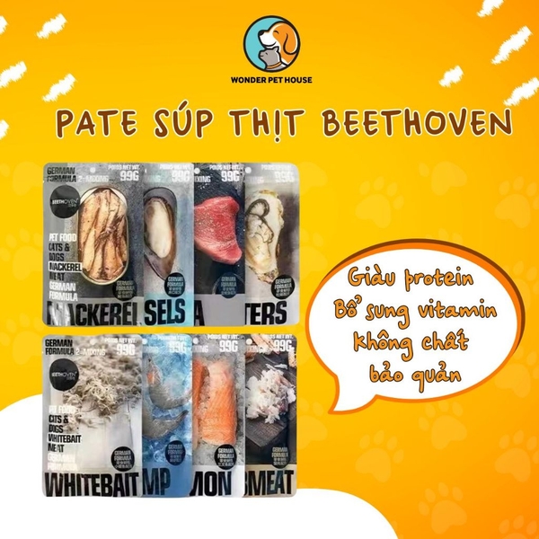 Pate Mèo Beethoven - Hải Sản Dạng Súp Dinh Dưỡng Túi 99g