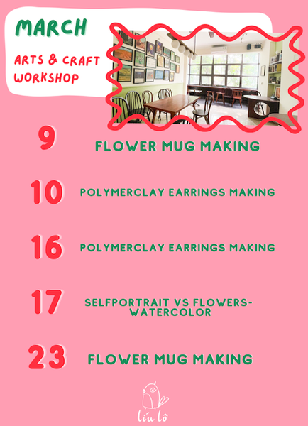 March 24 Creative Workshops for Adults by Líu Lô